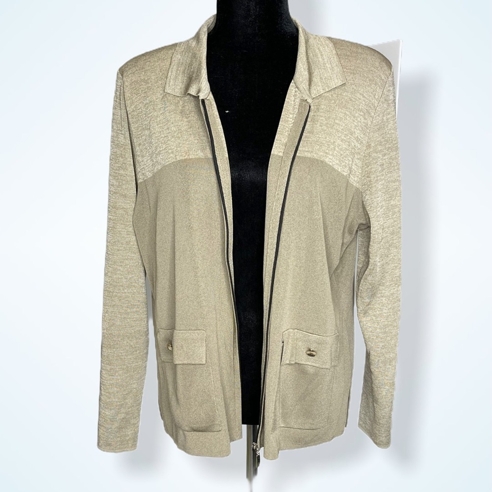 Exclusively Misook zip up cardigan jacket size L